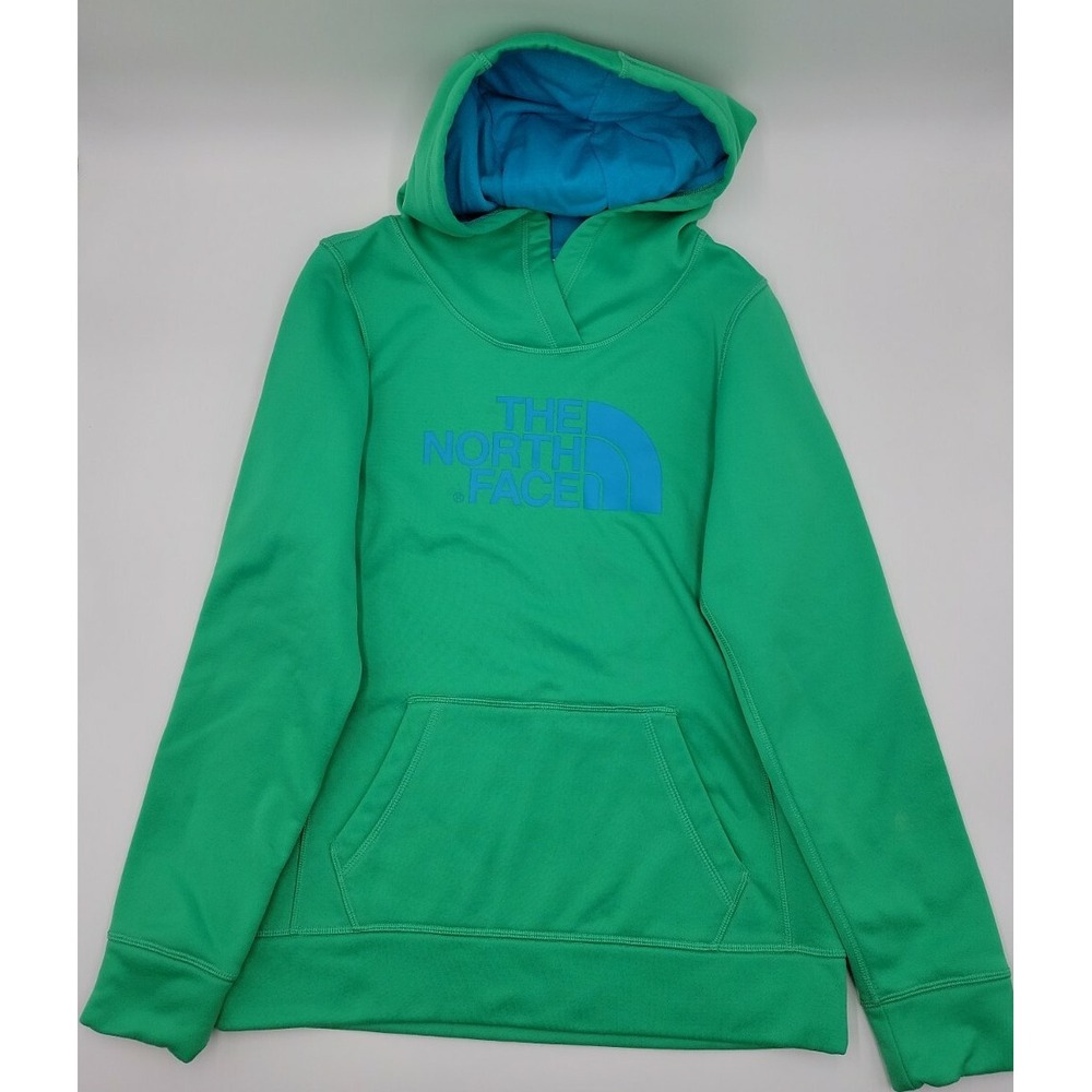 The North‎ Face Women's Hoodie Pullover Green Blue Logo Size Small #C89